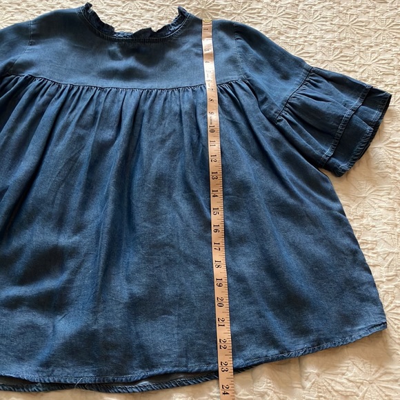 Boho light cotton “jean” ruffled top with short ruffled sleeves. - Picture 10 of 12